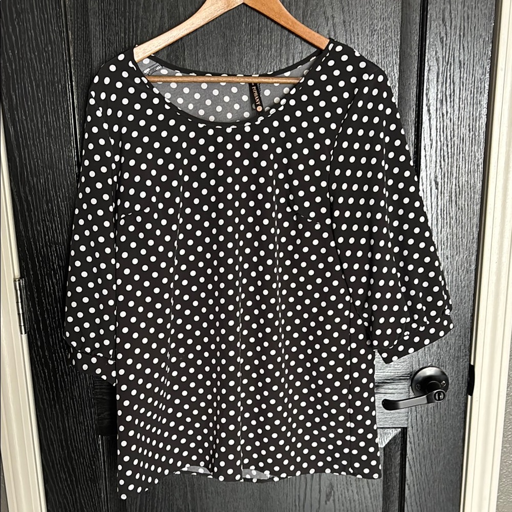 Piphany Black and White Flutter Sleeve Boxy Blouse